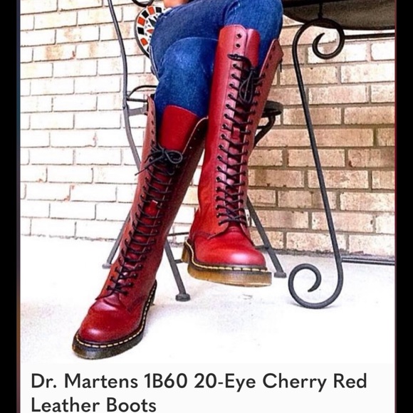 ISO Dr. Martens 1B60, 20-eye leather boots, cherry - Picture 1 of 3